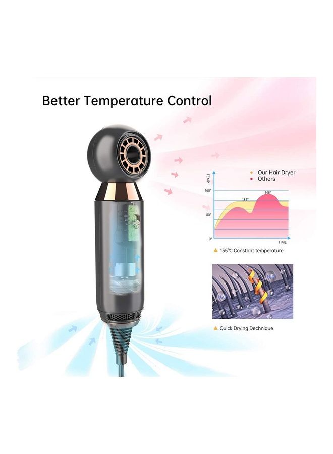 NIBEMINENT Mini Blow Hair Dryer Black 440g - Image 3