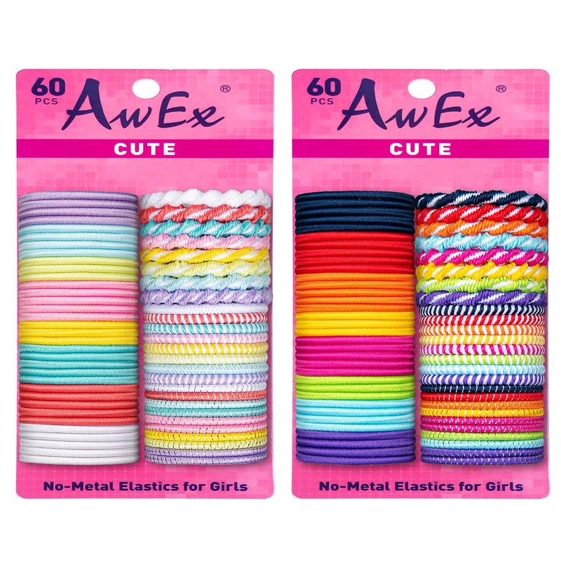 AwEx Colorful Hair Ties for Girls with Fine Hair  120 PCS SmallMulticolors and MultipatternsAssorted in Brights and Pastels  Great for Kids as Christmas Gifts