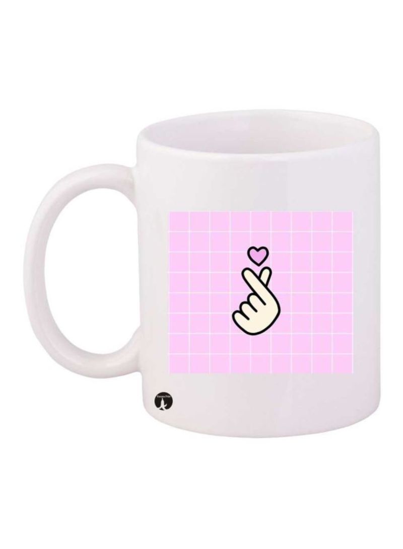 RKN Hand Printed Mug White/Pink/Beige Standard Size