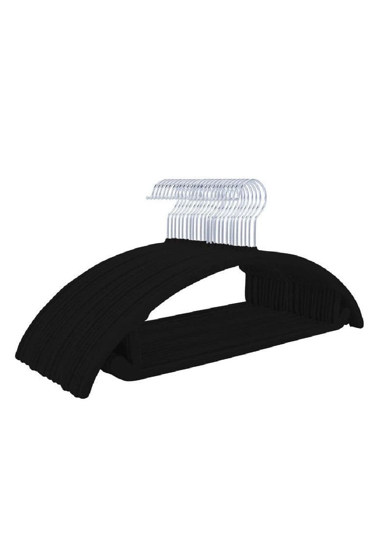 Arabest شماعات معاطف نصف دائرية مبطنة، شماعات غير قابلة للانزلاق، حامل ملابس، أسود، 30 قطعة - Image 1