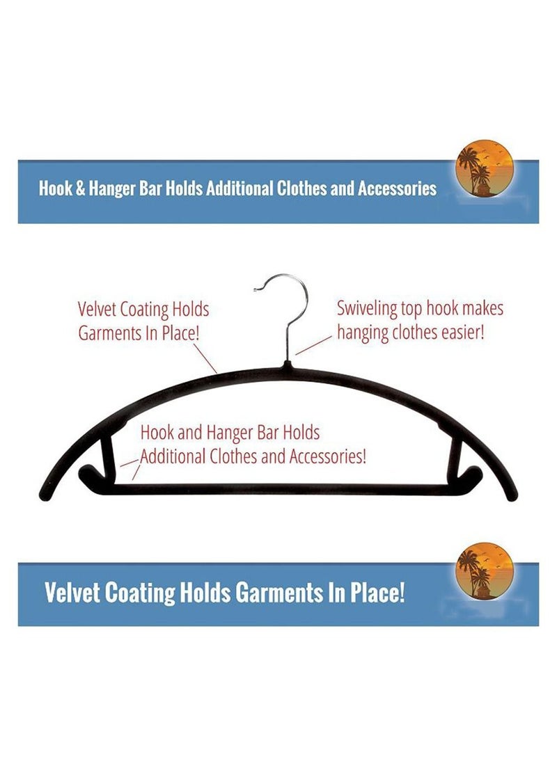 Arabest شماعات معاطف نصف دائرية مبطنة، شماعات غير قابلة للانزلاق، حامل ملابس، أسود، 30 قطعة - Image 3