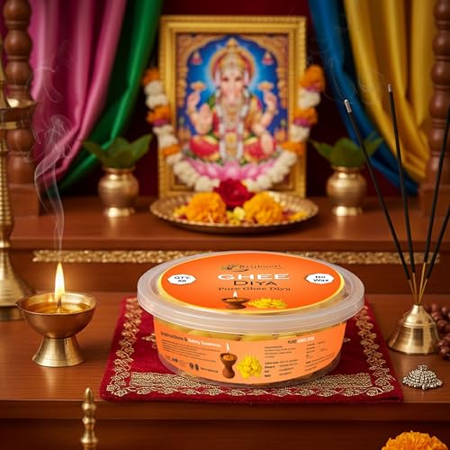 Brijbooti Ghee Diya for Puja – 100 Ghee Wicks (Pack of 2) | Ready to Use Ghee Diya batti for Pooja | Long Lasting 30 Min Burn Time | Easy to Use Puja Batti for Aarti - Image 5