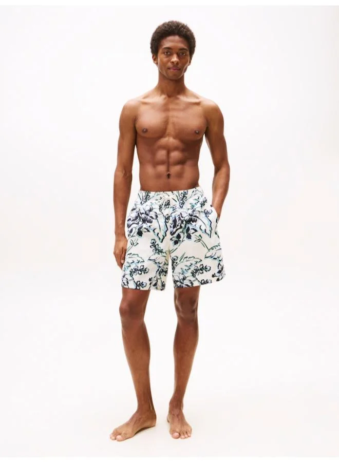 Long Drawstring Swim Shorts
