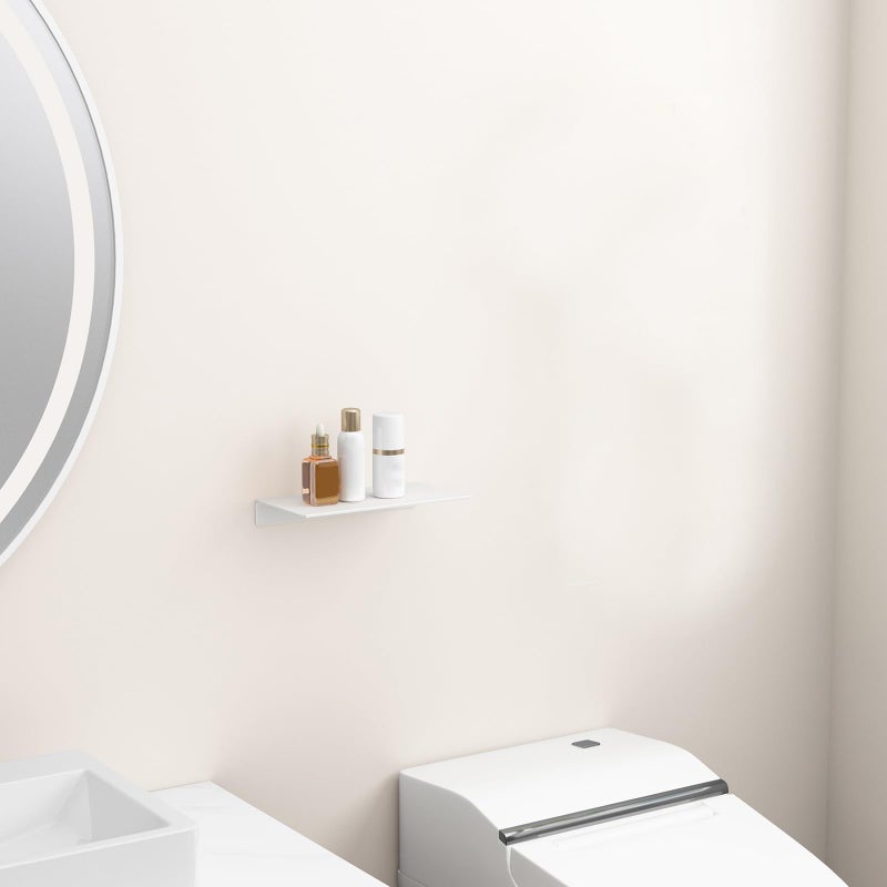 Danpoo Small Floating Shelf for Wall Storage, Mini Display Shelf for Collectibles, Metal Wall Shelf for Bathroom/Living Room/Kitchen/Bedroom(White, 8") - Image 5