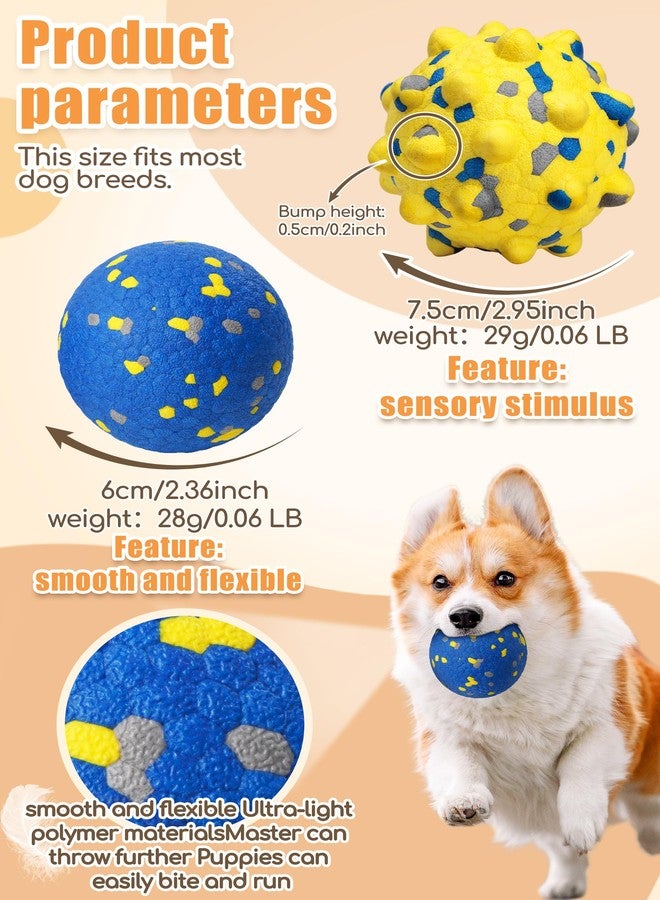Moonorange Dog Tennis Balls for Aggressive Chewers, Indestructible Durable Bouncy Interactive Toy for Dogs Fetch Game Lightweight Floating Outdoor Training(2 Yellow Point+ 2 Blue Cirle Medium) - Image 2