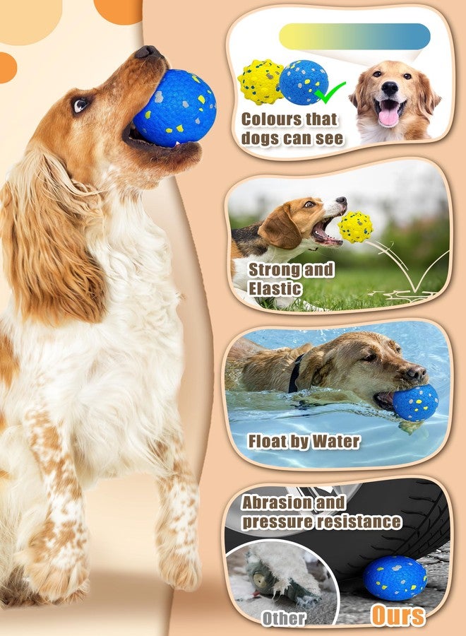 Moonorange Dog Tennis Balls for Aggressive Chewers, Indestructible Durable Bouncy Interactive Toy for Dogs Fetch Game Lightweight Floating Outdoor Training(2 Yellow Point+ 2 Blue Cirle Medium) - Image 3