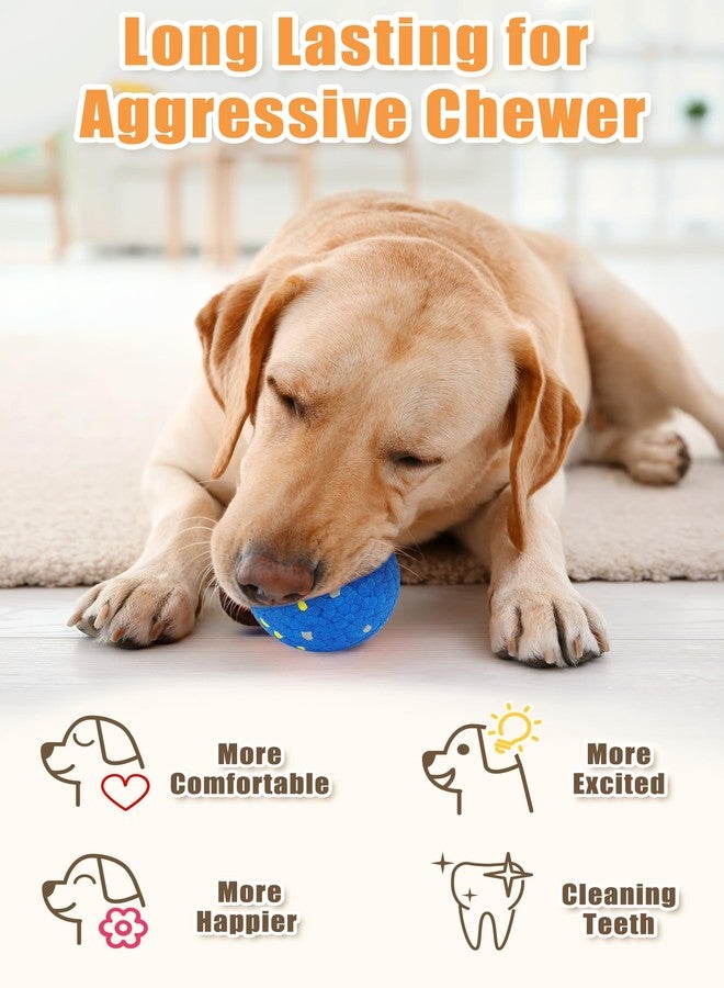 Moonorange Dog Tennis Balls for Aggressive Chewers, Indestructible Durable Bouncy Interactive Toy for Dogs Fetch Game Lightweight Floating Outdoor Training(2 Yellow Point+ 2 Blue Cirle Medium) - Image 4