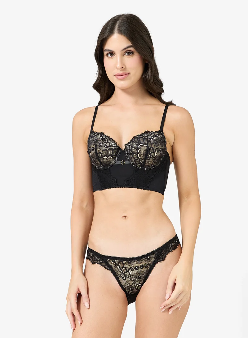 Ginger Lace Detail Bralette & Brief Set