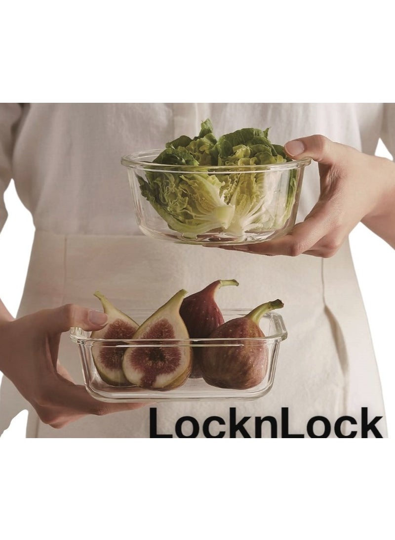 LOCK & LOCK حاوية زجاجية مربعة 300 مل من لوكن لوك - حل تخزين الطعام المتين والآمن للاستخدام في الميكروويف - Image 4