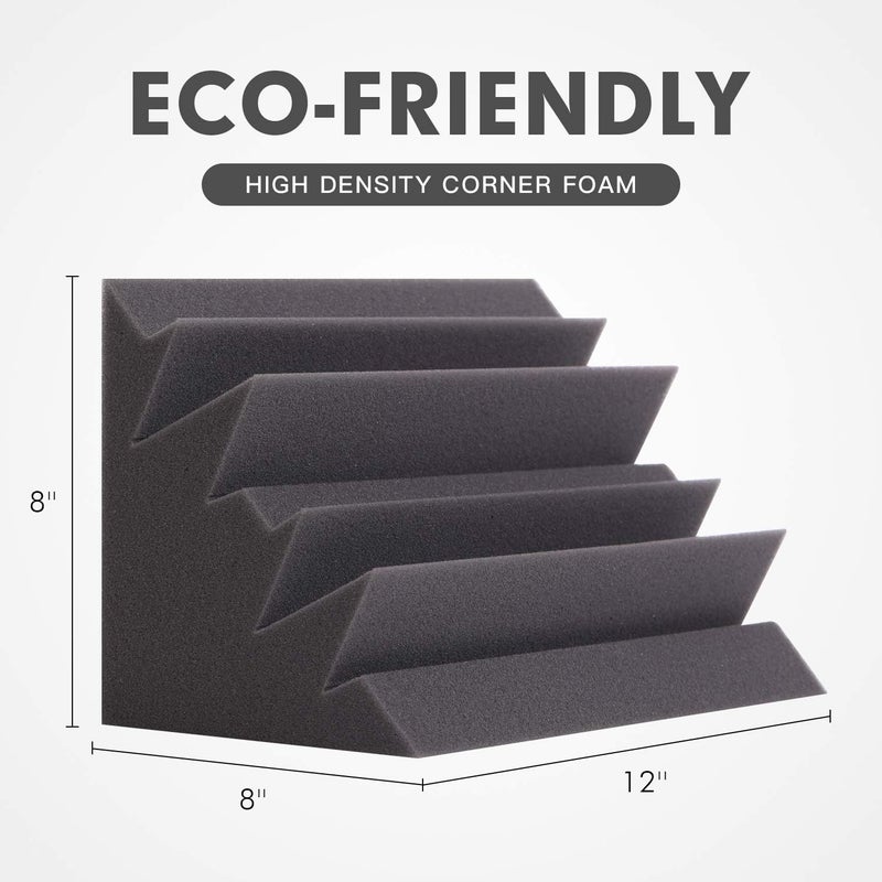 SD SODOCT 8 Pack - Bass Traps Acoustic Foam Corner, 8''x8''x12'' Black Bass Traps Corner Studio Foam, High Density and Fire-Proof Acoustic Panels Recording Studio Acoustical Treatments - Image 2