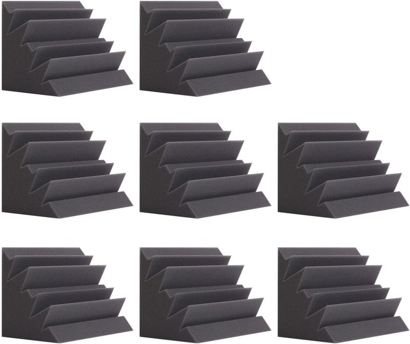 SD SODOCT 8 Pack - Bass Traps Acoustic Foam Corner, 8''x8''x12'' Black Bass Traps Corner Studio Foam, High Density and Fire-Proof Acoustic Panels Recording Studio Acoustical Treatments - Image 1
