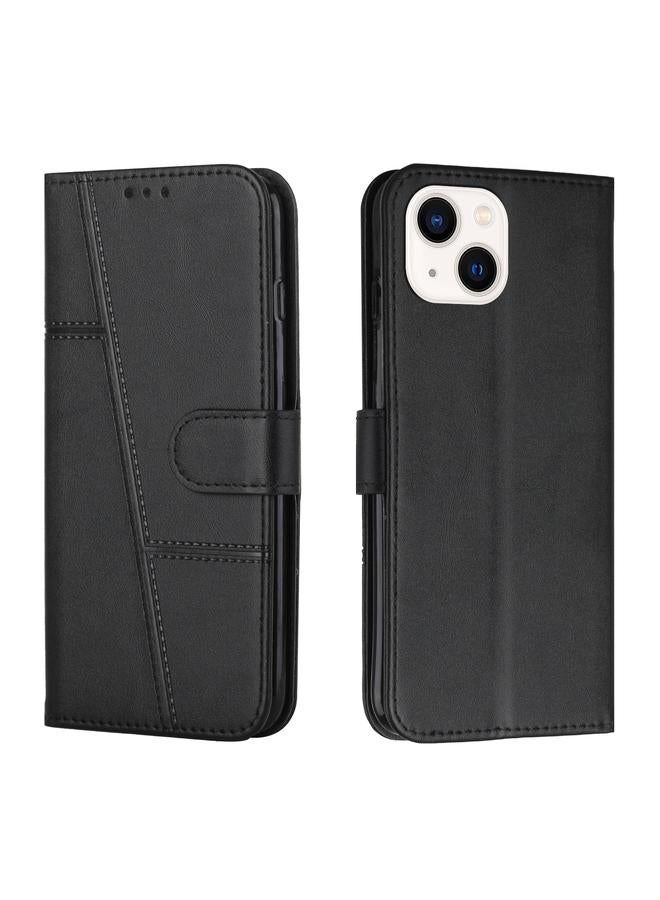 S-TOP Case For iPhone 15 Plus Stitching Calf Texture Buckle Leather Phone Case - Image 1
