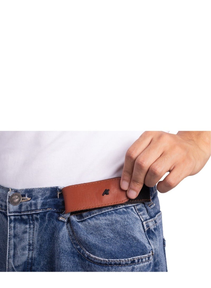 Ar supply Ar Comfort Belt X2 by Arij Bags | Genuine Leather No Buckle Belt, Pants Waist Adjuster, Velcro Closure (Havan) - Image 5