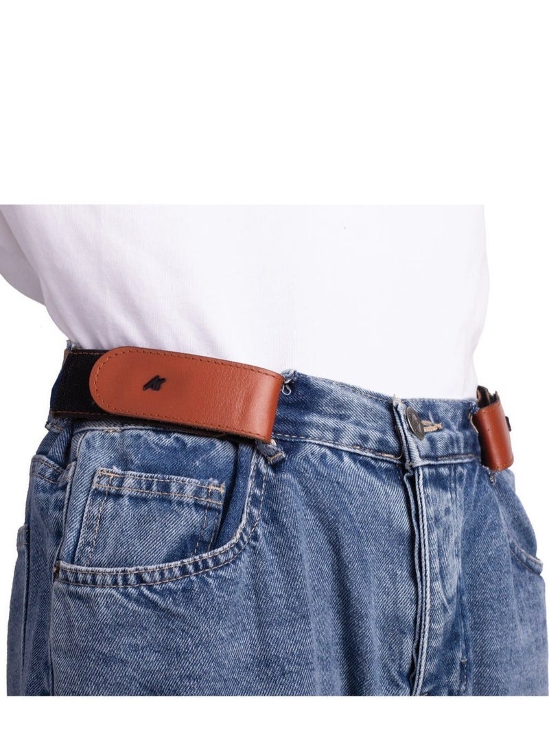 Ar supply Ar Comfort Belt X2 by Arij Bags | Genuine Leather No Buckle Belt, Pants Waist Adjuster, Velcro Closure (Havan) - Image 1
