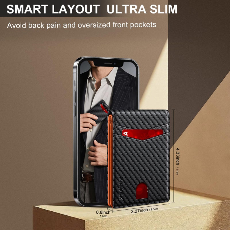 ZALVEX Wallet for Men Slim RFID Blocking Leather Credit Card Holder Wallet for 14 Cards, Bifold Minimalist Thin Wallet with 2 ID Windows & Cash Slot, Front Pockt Carteras Para Hombres, Birthday Gifts for Men - Image 4