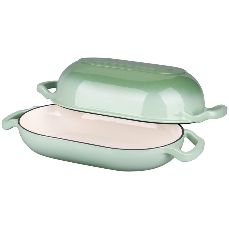 VORRINGARD Enameled Cast Iron Sourdough Bread Oven, Dutch Oven, Loaf Cast Iron Bread Pan for Homemade Bread Baking, Meatloaf Pan with Lid, 5QT, Green - Image 5