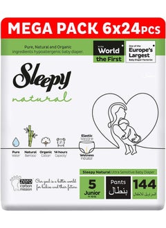 Sleepy Pack Of 144 Baby Natural Pants Size 5, 6 X 24 Pieces, Ultimate Comfort, Superior Absorbency, Eco-Friendly, Hypoallergenic  - Image 1
