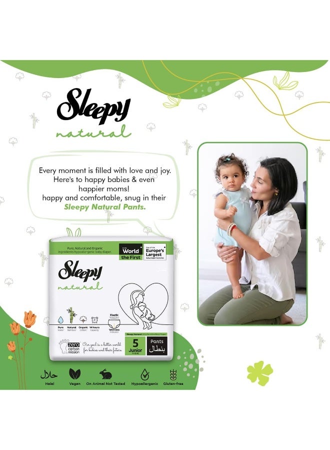 Sleepy عبوة من 144 بنطلون طبيعي للأطفال مقاس 5، 6 × 24 قطعة، راحة قصوى، امتصاص فائق، صديق للبيئة، مضاد للحساسية - Image 2