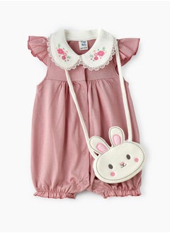 Tiny Hug Baby Girl Pink Bunny Bag Onesie  - Image 1
