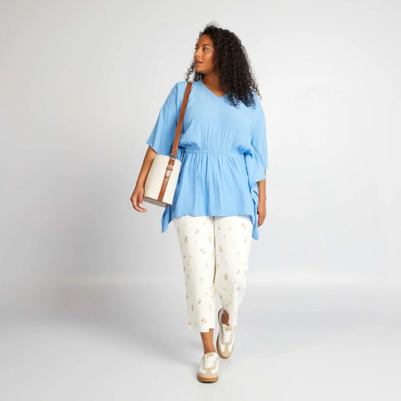 Kiabi Flowing Blouse With Butterfly Sleeves Blue