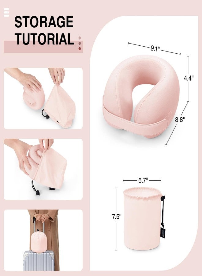 urnexttour Car Pillow for Big Kids Travel Neck Pillows, Memory Foam Neck Support Travelling Pillow with Washable Cotton Pillowcases and Storage Bag, for Airplane, Train, Flight and Home Use Pink - Image 5