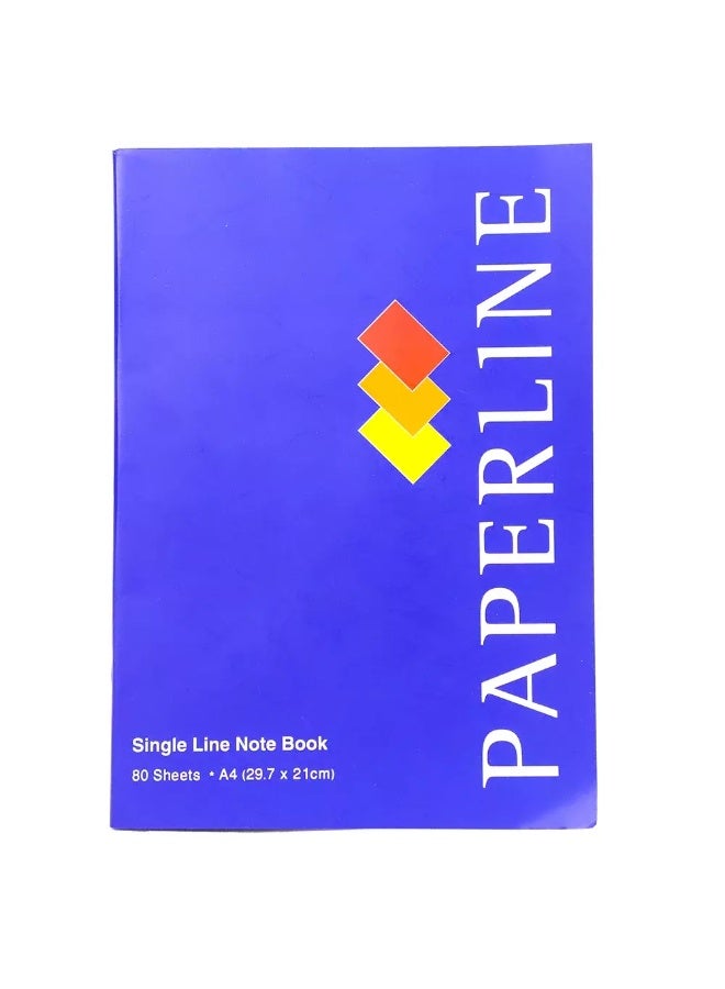 Paperline Notebook, Single Line NoteBook, A4 Size, Notebook with Hardcover- 80 Sheets - Image 1