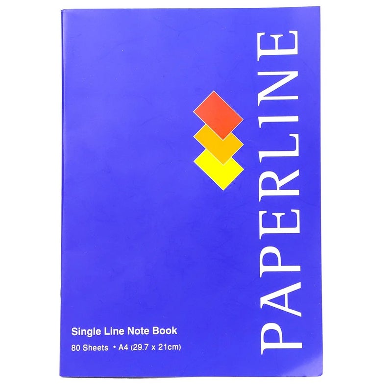 paperline دفتر ورق لاين، دفتر ملاحظات بخط واحد، حجم A4، دفتر بغلاف صلب - 80 ورقة - Image 1