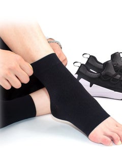 Bukela Ankle Compression Sleeve, for Sprained Ankles, Open Toe Сompression Socks Breathable Elastic Thin Ankle Brace for Swelling, Plantar Fasciitis, Sprain, Nano Brace for Women and Men (Black-M)  - Image 2