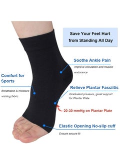 Bukela Ankle Compression Sleeve, for Sprained Ankles, Open Toe Сompression Socks Breathable Elastic Thin Ankle Brace for Swelling, Plantar Fasciitis, Sprain, Nano Brace for Women and Men (Black-M)  - Image 3