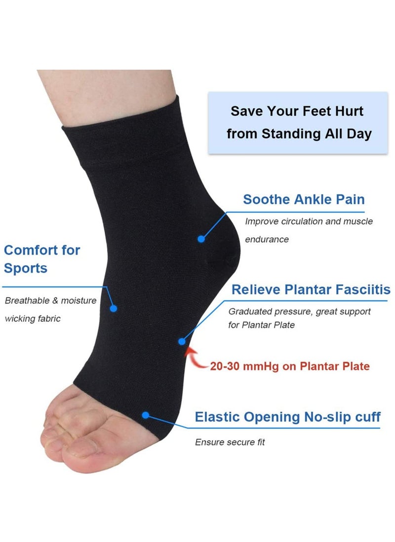 Bukela Ankle Compression Sleeve, for Sprained Ankles, Open Toe Сompression Socks Breathable Elastic Thin Ankle Brace for Swelling, Plantar Fasciitis, Sprain, Nano Brace for Women and Men (Black-M)  - Image 3