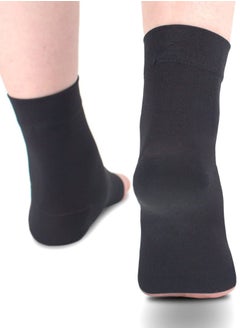 Bukela Ankle Compression Sleeve, for Sprained Ankles, Open Toe Сompression Socks Breathable Elastic Thin Ankle Brace for Swelling, Plantar Fasciitis, Sprain, Nano Brace for Women and Men (Black-M)  - Image 4