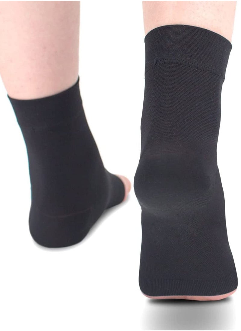 Bukela Ankle Compression Sleeve, for Sprained Ankles, Open Toe Сompression Socks Breathable Elastic Thin Ankle Brace for Swelling, Plantar Fasciitis, Sprain, Nano Brace for Women and Men (Black-M)  - Image 4