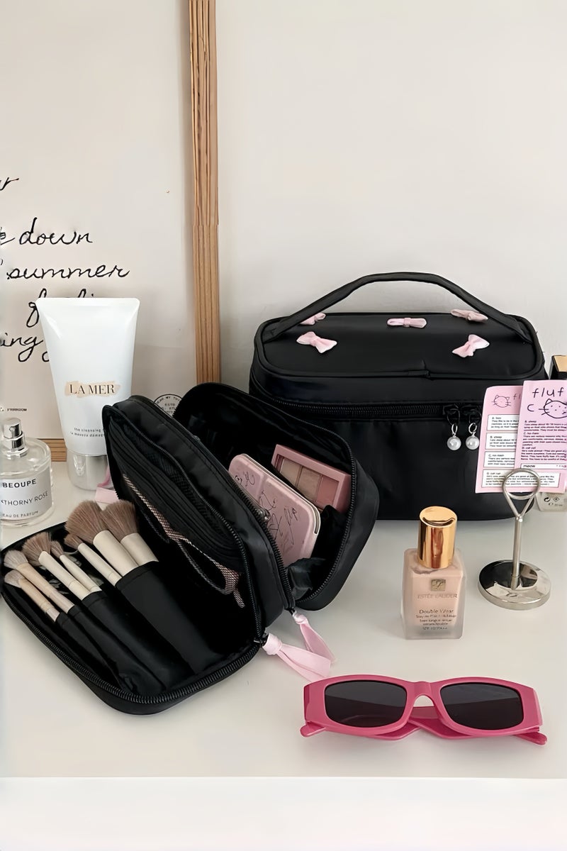 Paraphrase Cute & Cool Black Makeup Bag – Portable and Easy-to-Store Cosmetic Organizer for Daily Use or Travel - Image 1