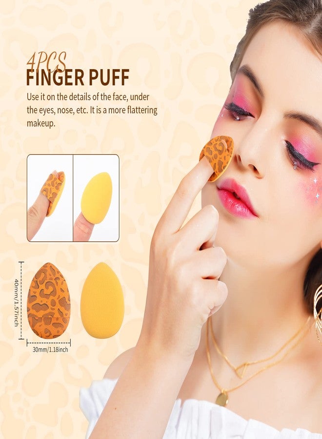 Docolor Makeup Brushes Leopard 14pcs Premium Synthetic Foundation Powder Concealers Eye shadows Blush Makeup Brush Set with 4pcs Makeup Puffs - Image 5