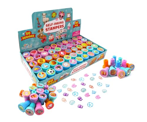 TINYMILLS 50 PCS Assorted Kawaii Cute SelfInking Stamps Written to Rank aggressively for Kawaii Cute Stamps Party Favors Carnival prizes and Classroom Rewards - Image 1