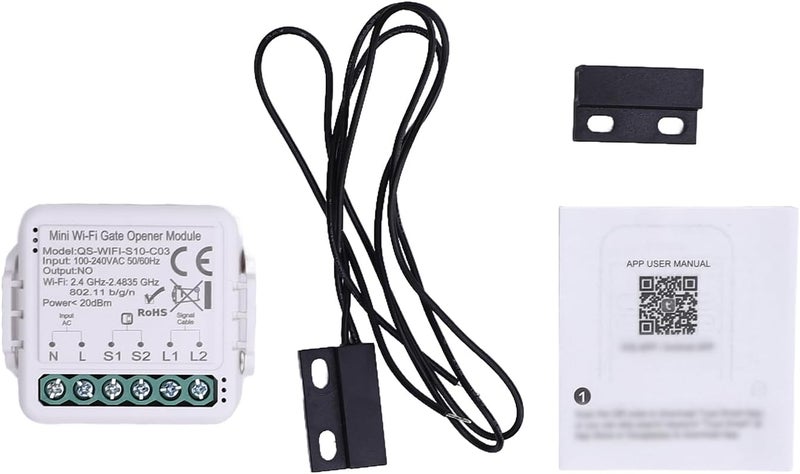 Smart WiFi Garage Door Opener Module, Tuya App & Voice Control, Remote Access, Timer & Scheduling, Easy Dry Contact Installation, Device Sharing (QS-WIFI-S10-C03) - Image 1
