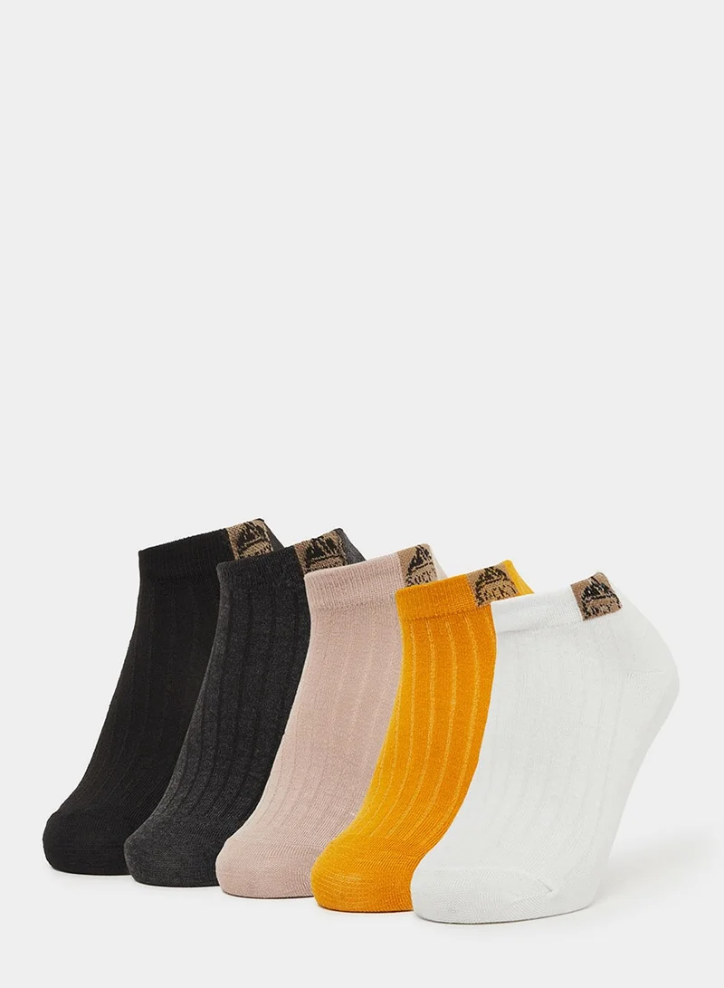Styli Pack of 5 Multi-Color Ribbed Ankle Socks