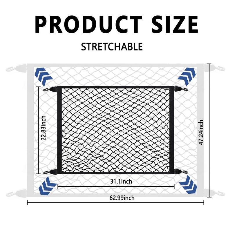 Figpade Cargo Net for SUV,Upgraded Highly Elastic Truck Cargo Net with Trunk Net Hooks - Stretch to 62.99"X47.24",Premium Truck Bed Netting for Cargo for Car Organizer and Storage - Image 2