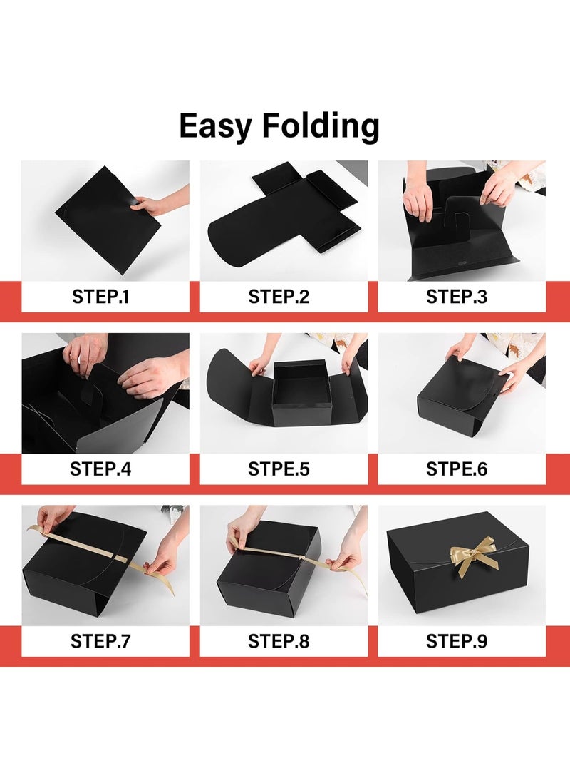 15 صندوق هدايا مع أغطية، سوداء بحجم 10X8X4 بوصة، صندوق عرض لمقترح وصيفة العروس مع شريط، صناديق ورقية كرافت للزفاف، التغليف، الهدايا، عيد الميلاد، عيد الميلاد، الحفلات - Image 3