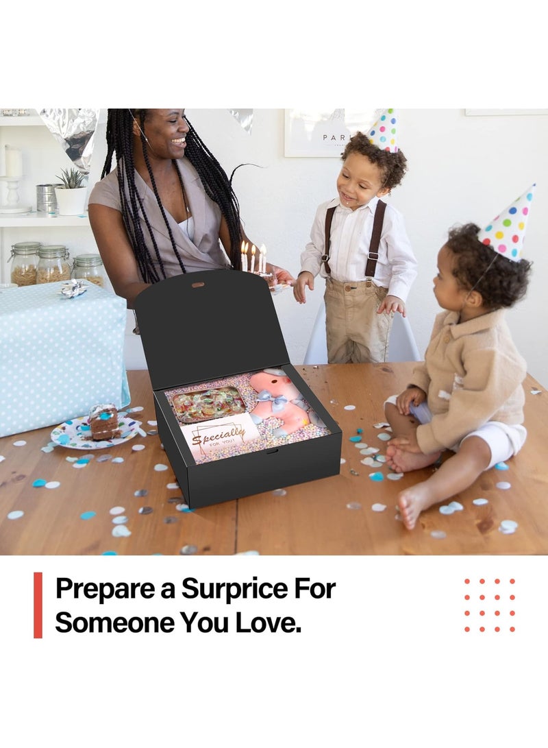 15 صندوق هدايا مع أغطية، سوداء بحجم 10X8X4 بوصة، صندوق عرض لمقترح وصيفة العروس مع شريط، صناديق ورقية كرافت للزفاف، التغليف، الهدايا، عيد الميلاد، عيد الميلاد، الحفلات - Image 5