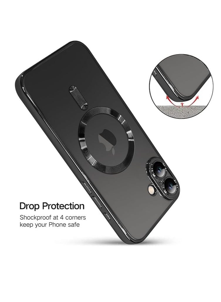 مجسيف جراب مغناطيسي مصمم لهاتف iPhone 16 [واقي عدسة كاميرا مدمج] [متوافق مع MagSafe] جراب شفاف رفيع ومضاد للخدش ومضاد للصدمات من مادة TPU الناعمة للنساء والرجال - أسود - Image 4