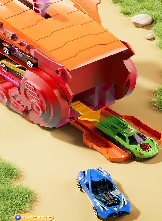 Kids Truck Car Toys,Dinosaur Truck Toddler Toys ,Child Dinosaur Devours Rail Car, Foldable Car Race Track with 8 Metal Cars, Dinosaur Swallowing car, Ejection Slide Track Storage Alloy Car,Foldable Children's Educational Toy Car, Toddler Car Toys Set for 3+Years Old  Kids Boys Girls - Image 4