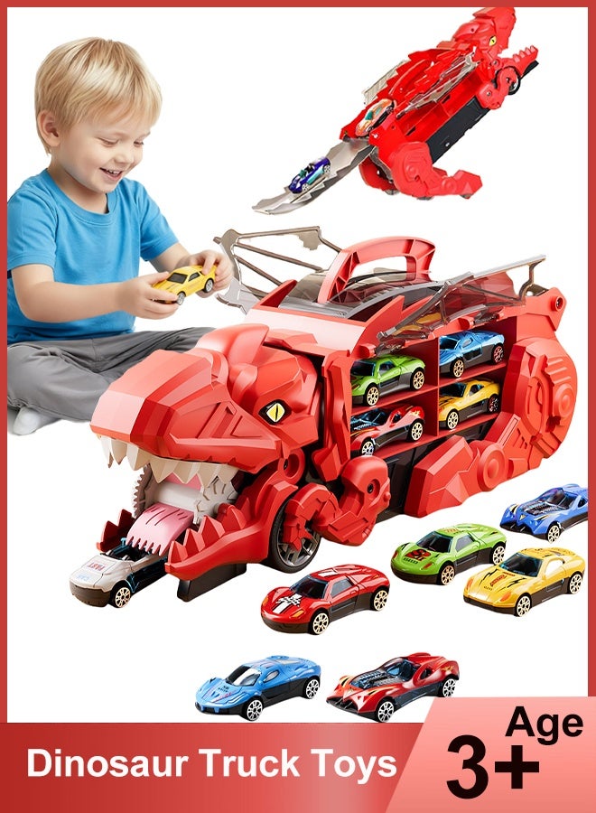 Kids Truck Car Toys,Dinosaur Truck Toddler Toys ,Child Dinosaur Devours Rail Car, Foldable Car Race Track with 8 Metal Cars, Dinosaur Swallowing car, Ejection Slide Track Storage Alloy Car,Foldable Children's Educational Toy Car, Toddler Car Toys Set for 3+Years Old  Kids Boys Girls - Image 1