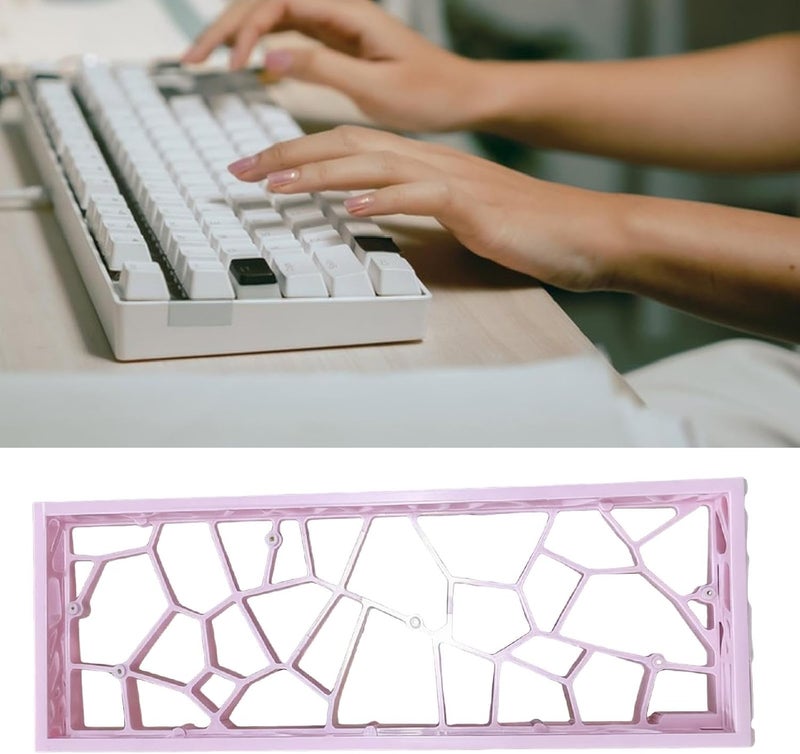Keyboard Case Premium Ventilated Protective Portable Enclosure Supplies Cooling Practical Detachable 60% Keyboard Case Hollow, Pink - Image 1