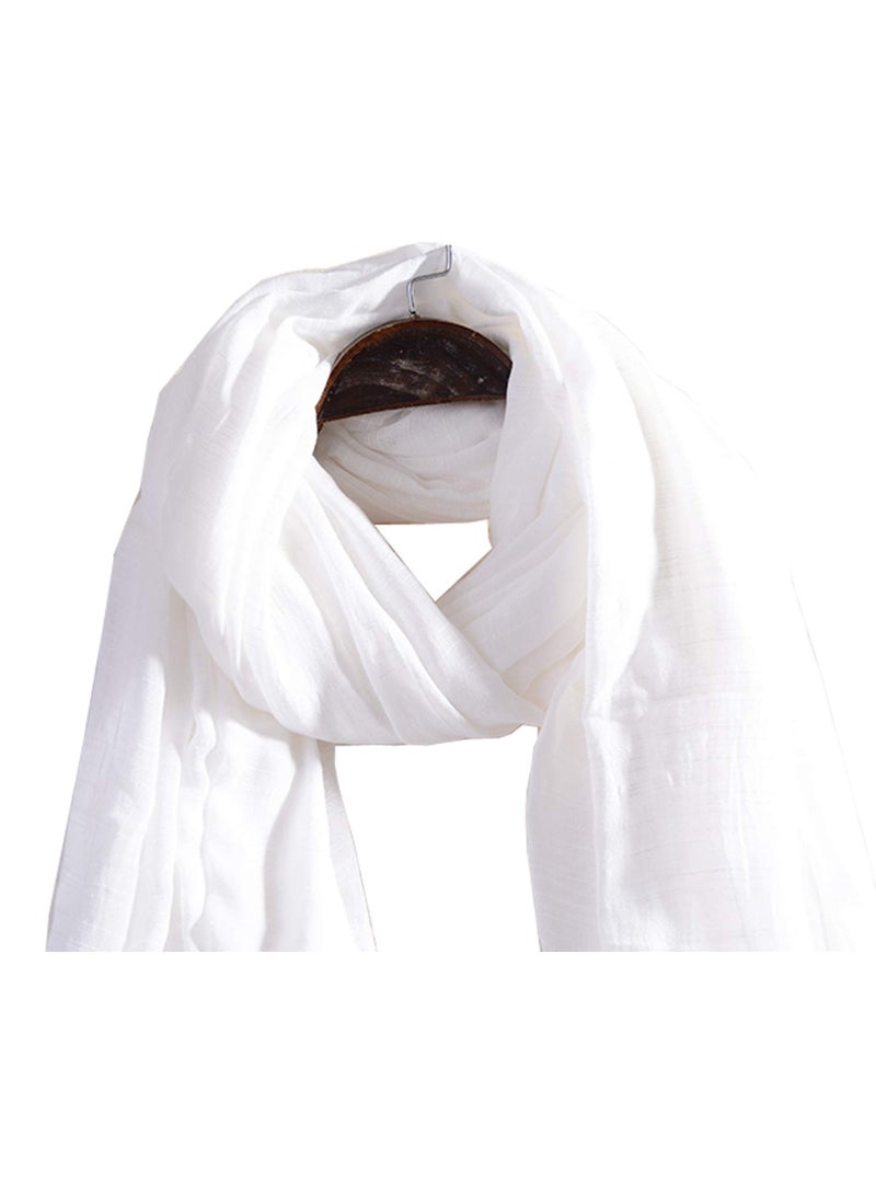 KHAJUL Women's Cotton Scarves, Lady Light Soft Fashion Solid Scarf Wrap Shawl (White) - Image 2