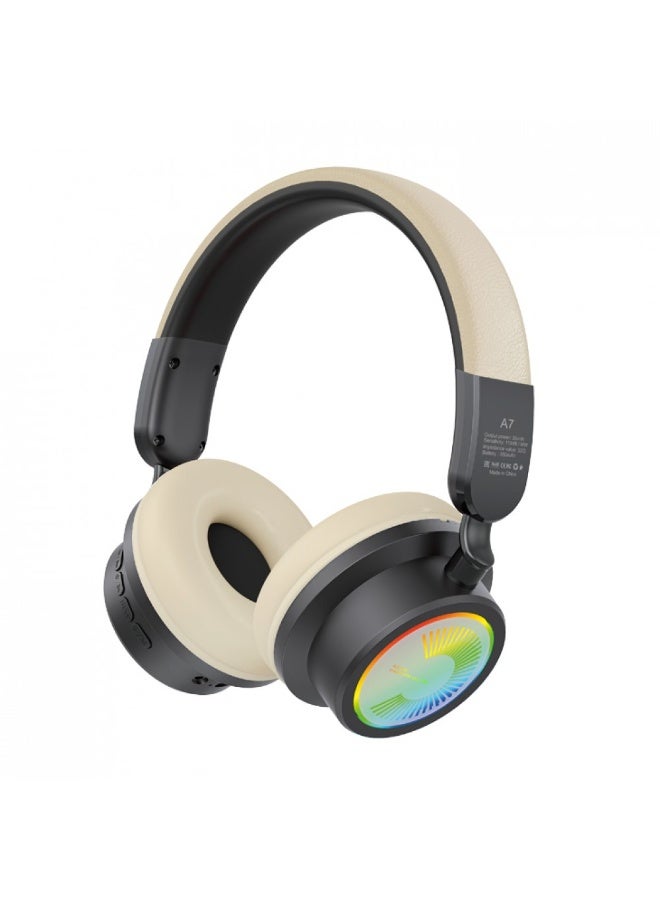 Kisonli A7 Bluetooth Headphones - 40mm Drivers - 350mAh Battery - Up to 8 Hours Playback - Supports TF and AUX - High-Quality Sound - Yellow - Image 1