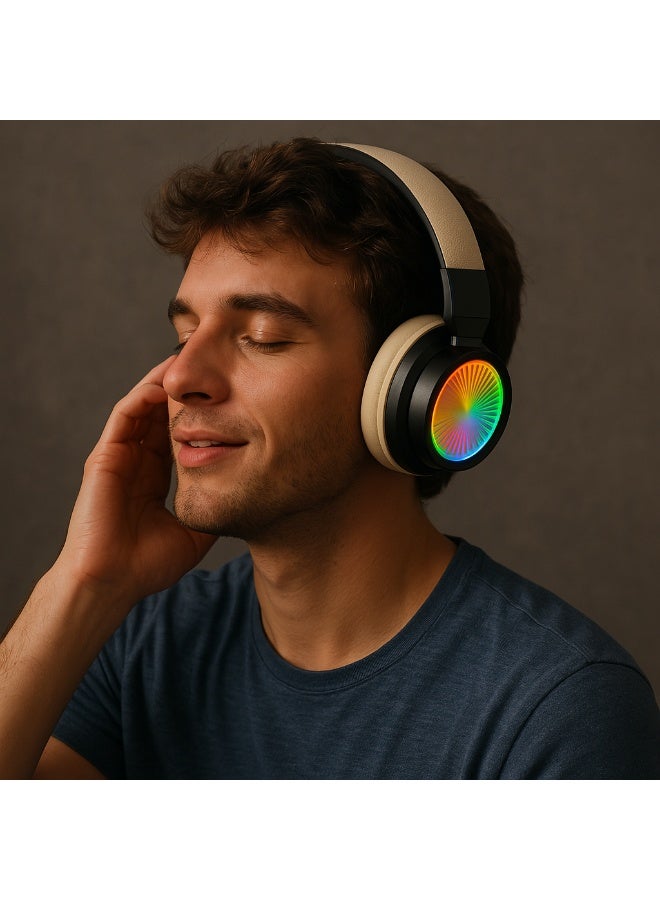 Kisonli A7 Bluetooth Headphones - 40mm Drivers - 350mAh Battery - Up to 8 Hours Playback - Supports TF and AUX - High-Quality Sound - Yellow - Image 4