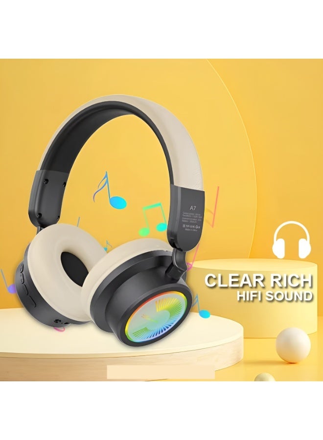 Kisonli A7 Bluetooth Headphones - 40mm Drivers - 350mAh Battery - Up to 8 Hours Playback - Supports TF and AUX - High-Quality Sound - Yellow - Image 3