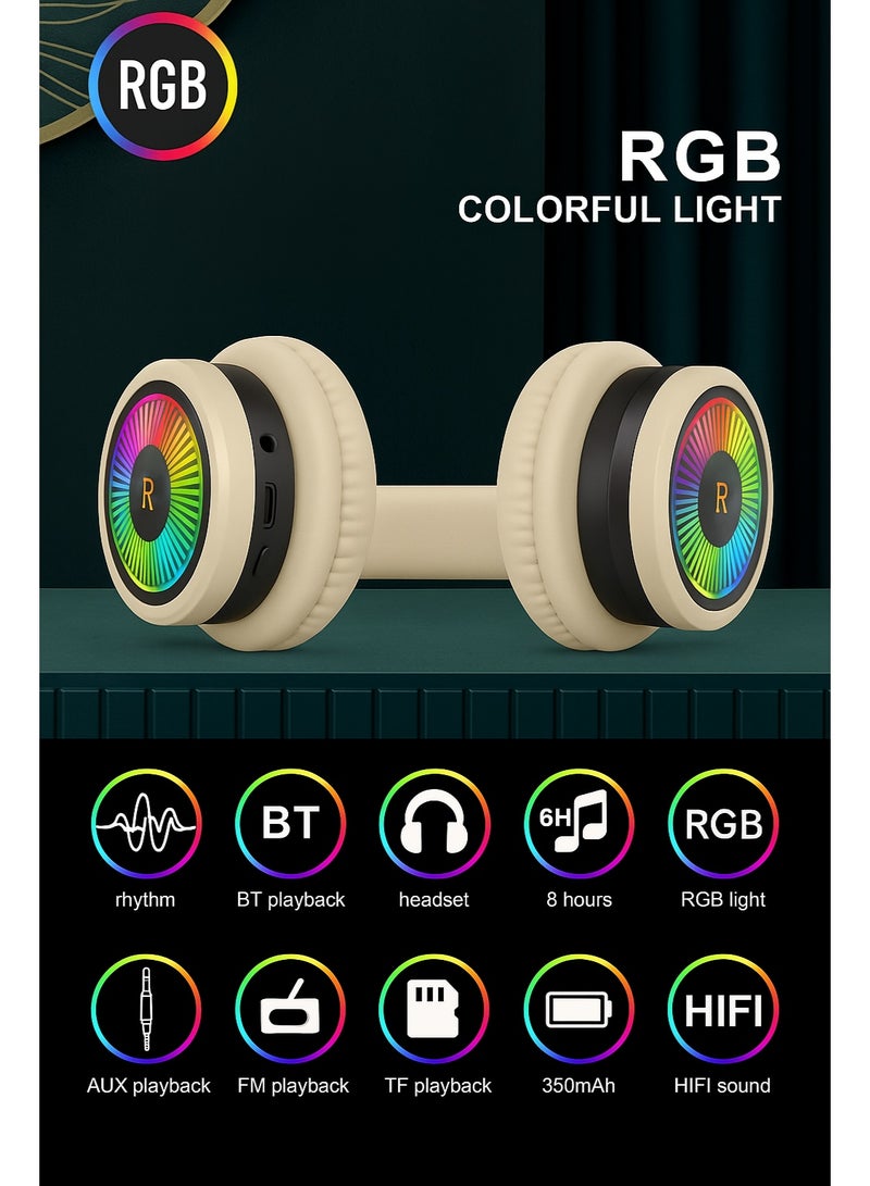 Kisonli A7 Bluetooth Headphones - 40mm Drivers - 350mAh Battery - Up to 8 Hours Playback - Supports TF and AUX - High-Quality Sound - Yellow - Image 5