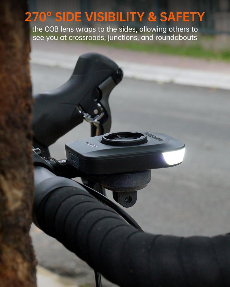 RAVEMEN FR300 متوافق مع كمبيوتر الدراجة Garmin/Wahoo، 300 لومن تحذير وامض 6 أوضاع ملحقات كمبيوتر الدراجة مع تشغيل/إيقاف تلقائي، قابل لإعادة الشحن عبر USB C لدراجة الطريق (محمي ببراءة اختراع) - Image 3